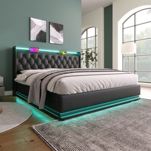 Twin/Full/Queen/King Size Upholstered Platform Bed w/ Hydraulic Storage System - Picture 53 of 72
