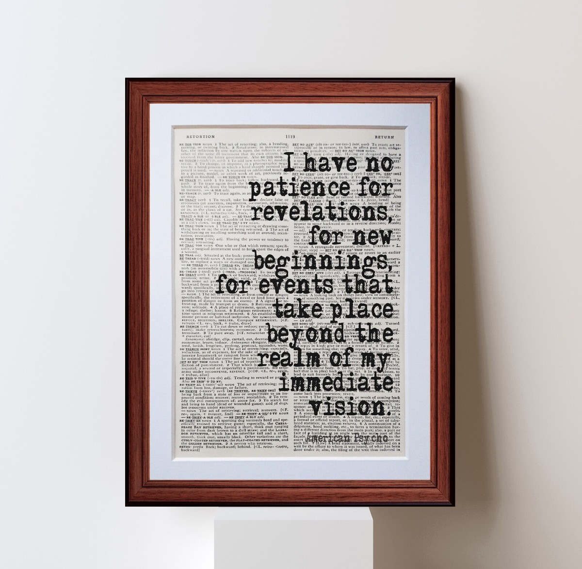 American Psycho Quote dictionary page art print poster literary gift quotes  | eBay