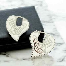 Vivienne Westwood Amanda White Heart Earrings Orb Logo.