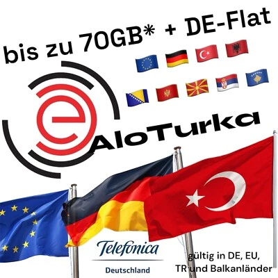 SIM e AloTurka bis zu 70GB* in DE - 33GB EU+Türkei -7GB Balkan -Internet Türkiye - Bild 1 von 2