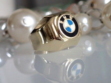 kleiner Finger BMW Goldring mit Emaille 585 Gold 14 Karat Ring Echtgold Gr.51