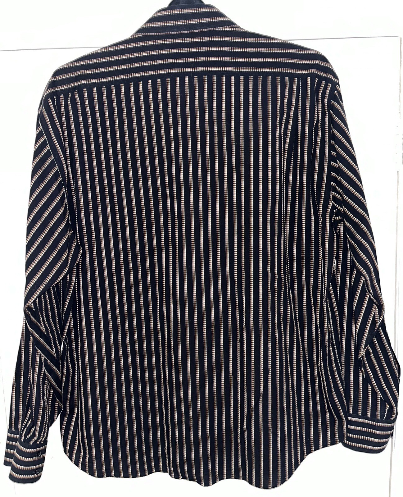 Yves Saint Laurent YSL Camicia a Righe Nero Uomo XL