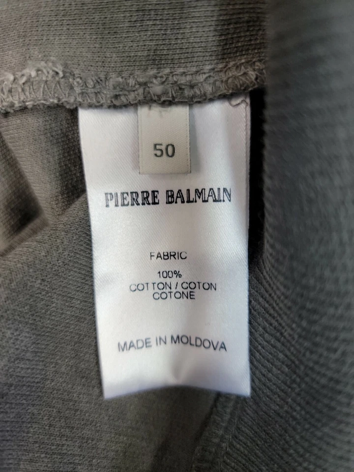 Pierre Balmain "PB" Motociclista Manga Larga Cuello Redondo Gris Lavado Sudadera 50 Usada en Excelente Condición! #C Foto 4 de 4