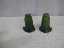 Pair of Hand Blown Glass Tulip Shades Green