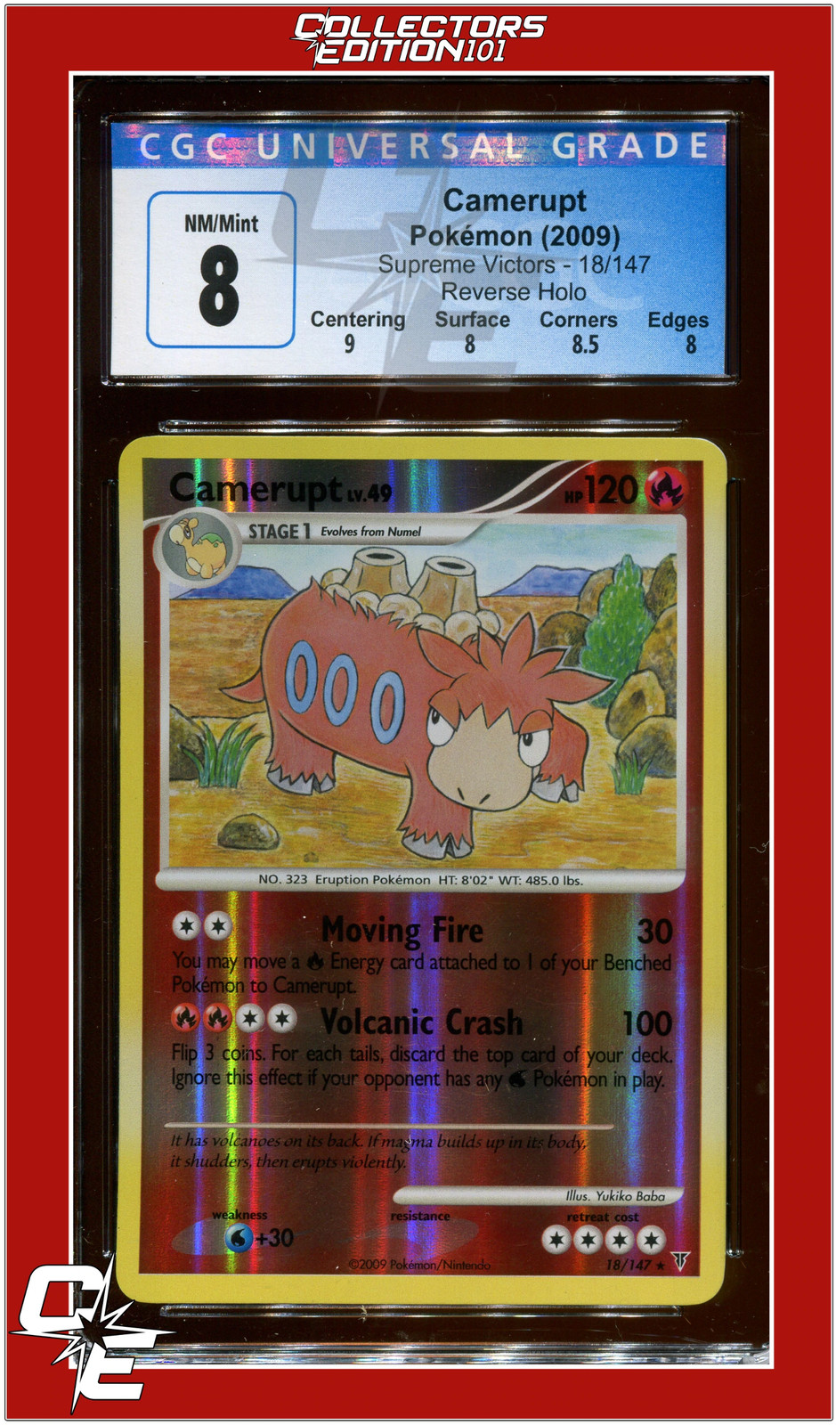 Supreme Victors 18 Camerupt Reverse Holo CGC 8 - Subgrades