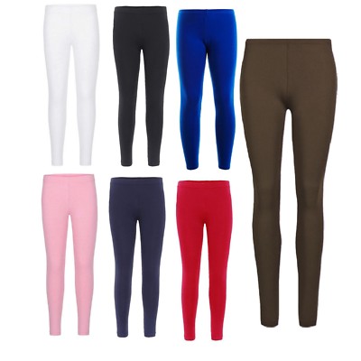 Mädchen 95 % Baumwolle Leggings Uni Neu Tanz Stretch Kind Teens 5-13 Jahre