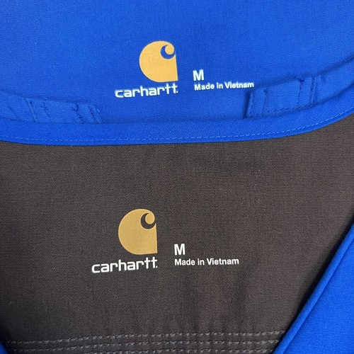 Carhartt Women Blue Top Scrubs Pockets Short Sleeve Shirt Size M Lot of 2 - Picture 7 of 9