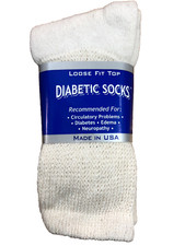 DIABETIC Crew Socks Size:13-15,Physicians Approved For shoe size-12 to 15 White
