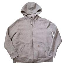 Carhartt Hoodie Boys Large Gray Sweatshirt Full Zip Fleece Lined Pocket Logo