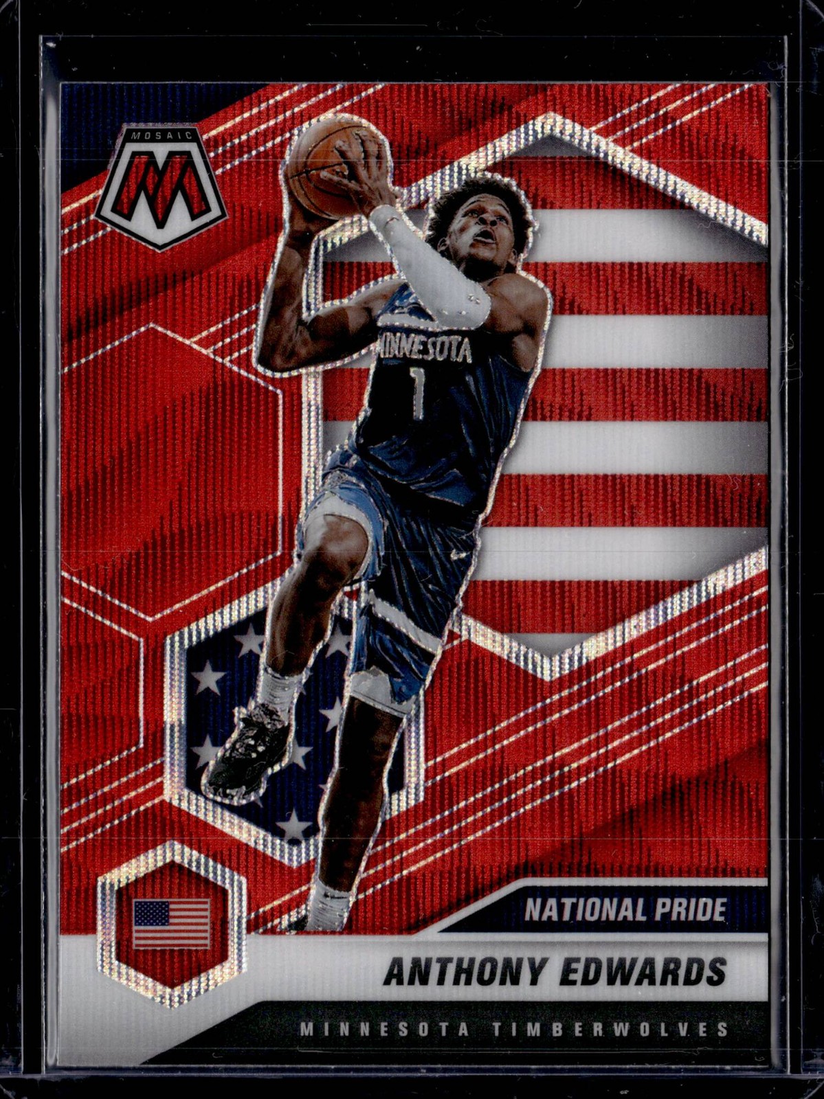 2020 Panini Mosaic Anthony Edwards #252 RC Rookie Mosaic Red Wave Timberwolves