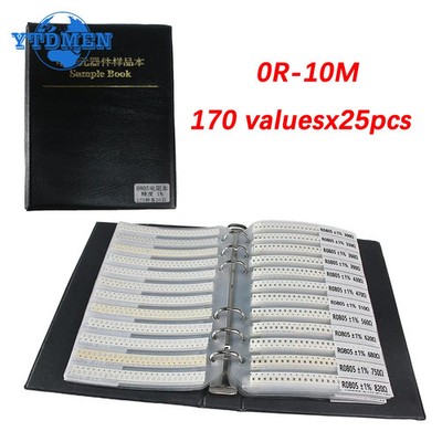 0805 0R-10M ohm Sample Book 1% 170 Values 25pcs Each SMD Resistor Assorted Kit