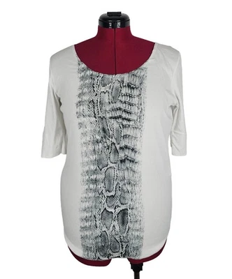 MARC CAIN T-SHIRT N5 42 Stretch Schlangenmuster Reptil Weiß *TOP* - Bild 1 von 4
