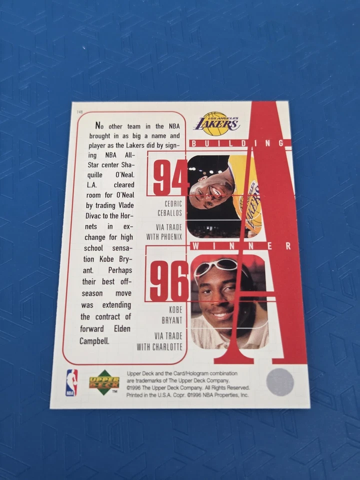 Tarjeta de baloncesto 1996-97 Upper Deck #148 Shaquille O'Neal/Kobe Bryant 2I Foto 2 de 2