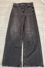 American Eagle Women  s Curvy Super High Rise Baggy Wide Leg Jeans Sz X Long 8