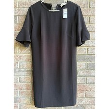 Ann Taylor LOFT Black Textured Flutter Sleeve Dress Women's Size 4 NWT