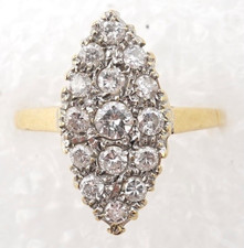 18 Carat gold Diamond Ring Size M 1/2 0.6 Carat navette form