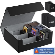 1800+ Card Leather Box w/ Strong Closure, 10 Dividers & Foam - MTG/YGO/Sports