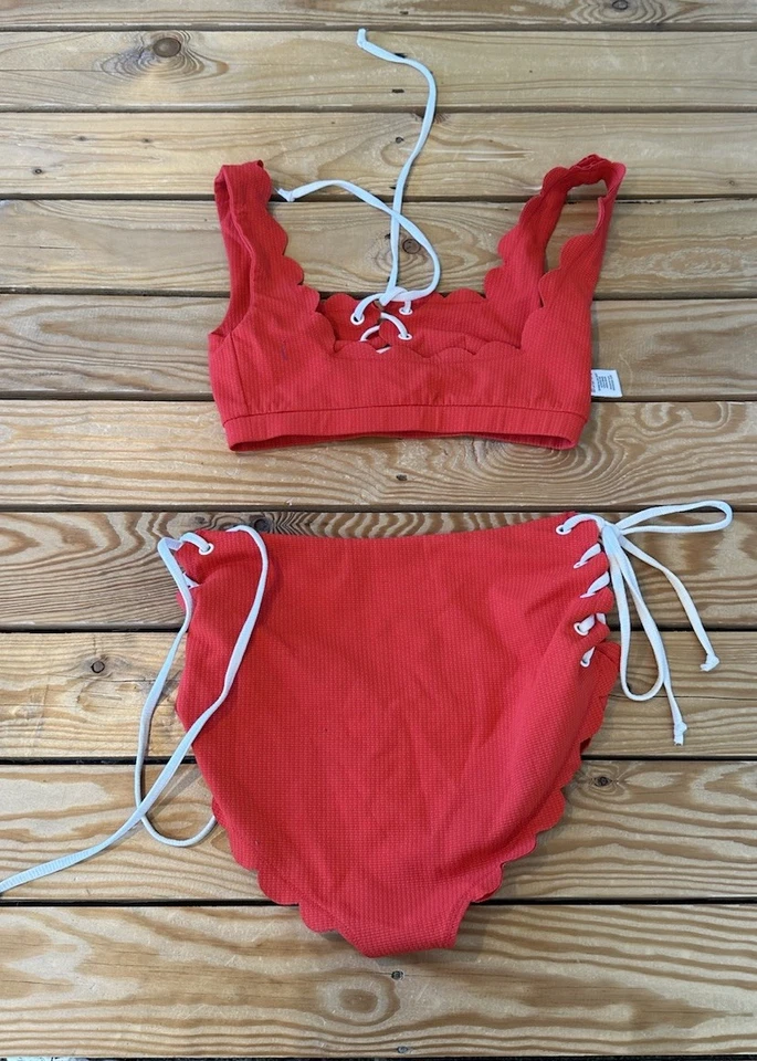 Marysia Women’s 2 Piece scalloped swimsuit Size XS Red AC - Изображение 2 из 4