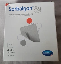 Hartmann Sorbalgon Ag Silver 4"x4" Wound Dressing Box Of 10  Calcium Alginate