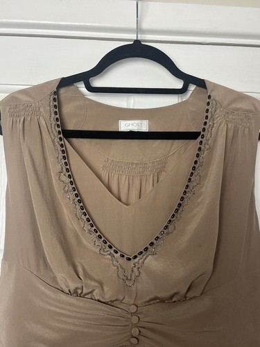 Vintage Ghost Silk Embellished Top UK 16 - Picture 2 of 10