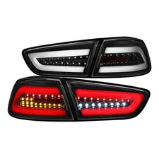 Black Fits 2008-2017 Mitsubishi Lancer Evolution 4Dr Led Tube Tail Lights Lamps