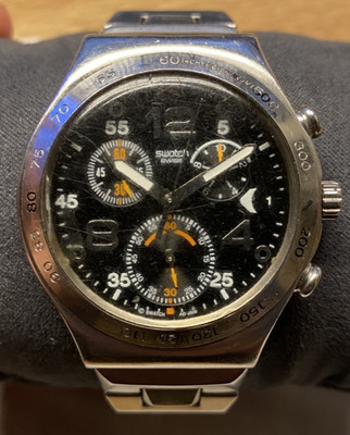Swatch Irony Free Chain YCS482G Men Watch 39mm Chrono FOR PARTS OR REPAIR.