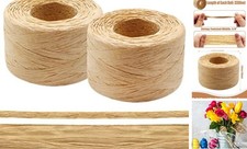 2 Rolls Natural Raffia Paper Ribbon Matte Twine Raffia Ribbon Natural Color