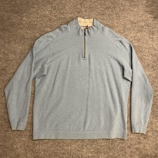 Tommy Bahama Reversible 1/4 Zip Sweater Mens 2XL Blue Beige Quarter Zip Pullover