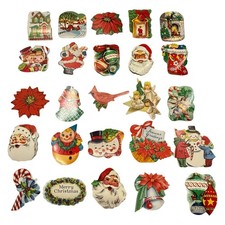 Christmas Stickers Vintage Gummed Seals Lot of 25 Assorted Styles and Sizes #2