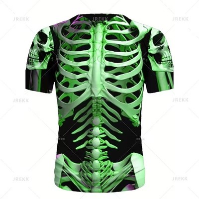 Horror Halloween Skeleton Skulls 3d Printing T Shirt Funny Muscles Abdominal