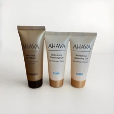 3 PCS AHAVA: (1) 24K Gold Mud Mask 15 ml & (2) Refreshing Cleansing Gel 15 ml Ea