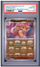 PSA 10 Sandslash U 028/165 Carta Pokemon 151 Master Ball Reverse Holo Giapponese