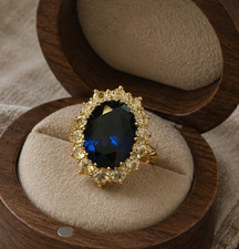Oval Blue Sapphire and Diamond Halo Ring, Pri...
