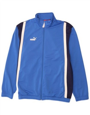 PUMA Mens Tracksuit Top Jacket Medium Blue Colourblock Polyester BY02