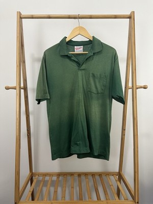 VTG 90s Gradient Sun Faded Worn Pocket Work WIP Dad Thin Burnout Polo Shirt XL