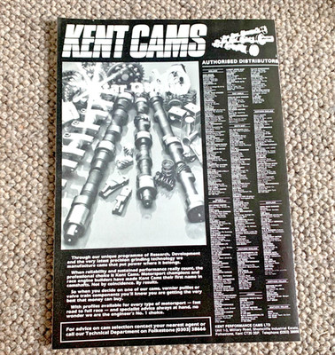 KENT PERFORMANCE CAMS - RAHMENBARES SAMMLERSTÜCK ORIGINAL OLDTIMER TUNING WERBUNG