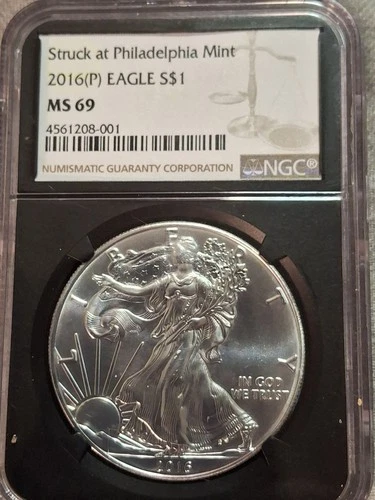 US Mint American Eagle 2016 1 oz Silver MS69 NGC Business Strike Coin .999