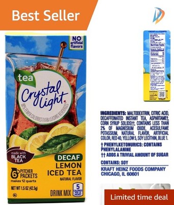 Lemon Decaf Iced Tea Drink Mix - Enjoy 12 Quarts of Caffeine-Free Refreshment