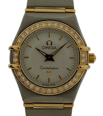 Omega 22.5mm Ladies Constellation Linen Dial+ Diamond Bezel Watch! Ref: 1267.30!