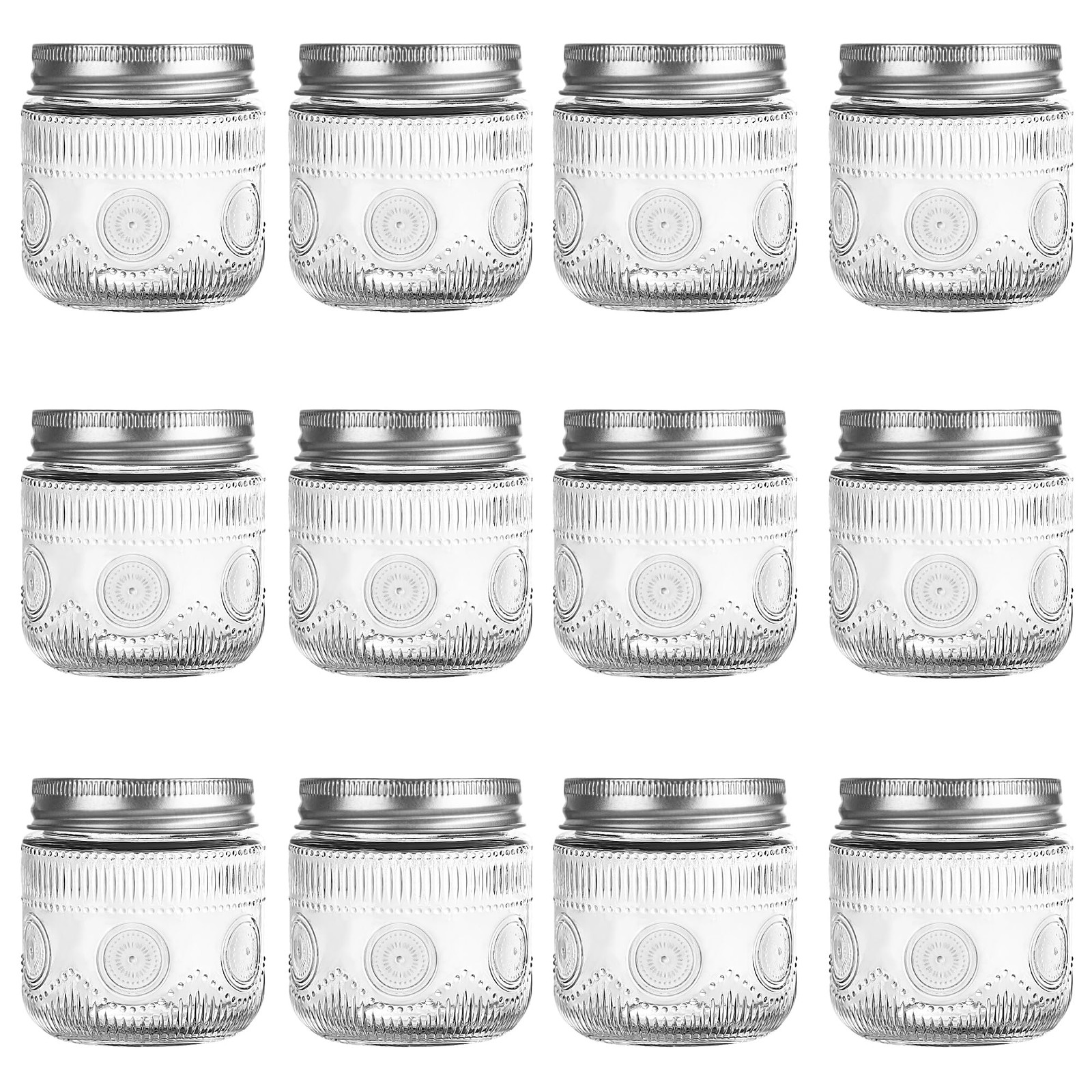 8 oz Vintage Mason Jars with Lids – Regular Mouth Canning Jars for Storage