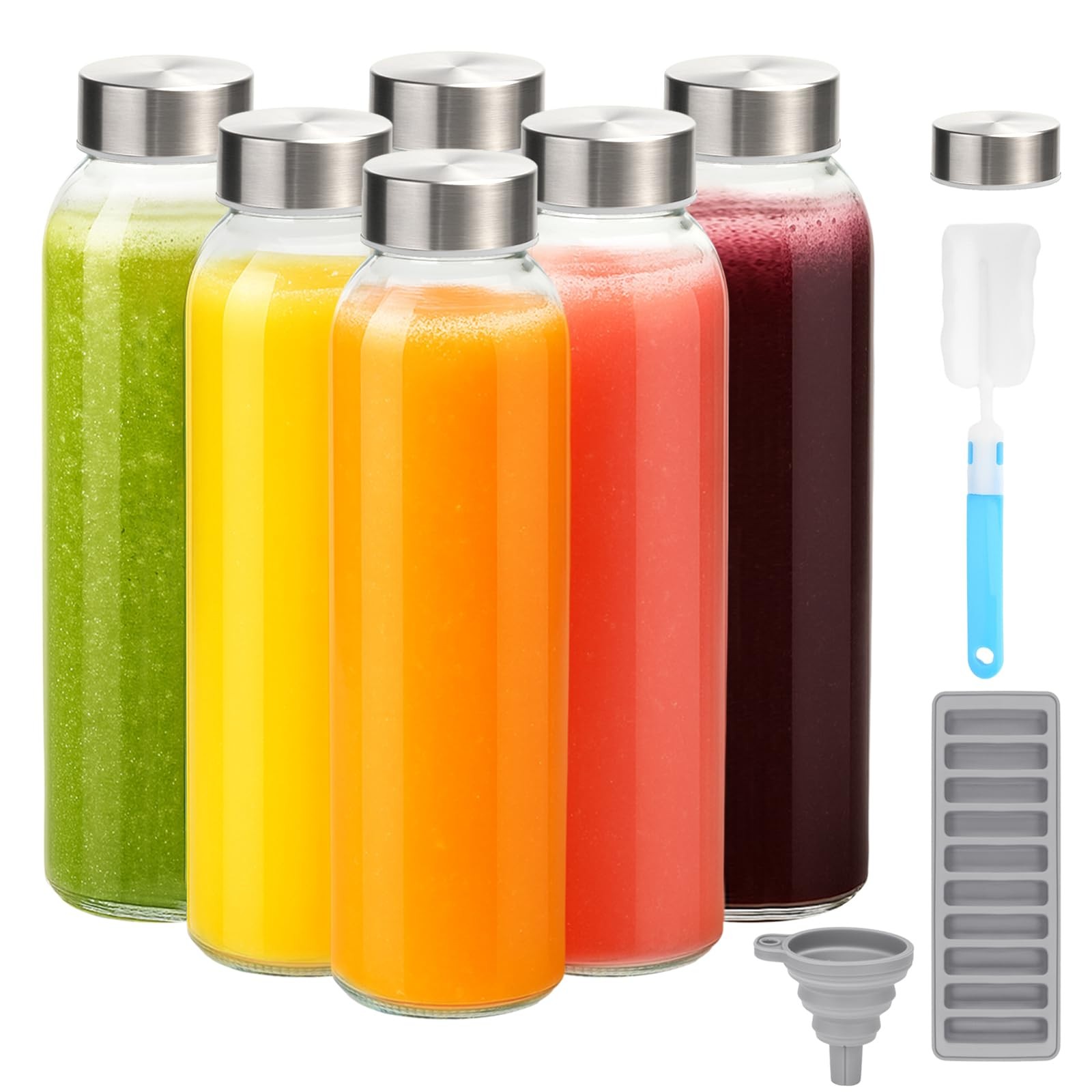 With Lids For Juicing 18 Oz, 18 Silver-6 Counts