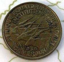 COIN CAMEROON 25FR 1958 XF A2