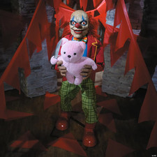Halloween Animated 4 Ft. Creepy Clown with Pink Bear Prop Haunted House New