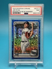 Joe Ryan 2020 Bowman Chrome 1st Blue Shimmer Refractor /150 PSA 9 Twins