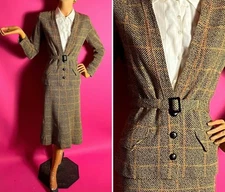 1930s 1940s Vintage Plaid Knit Set