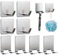 8 Pack Adhesive Hooks, 4 Pack Razor Holder for Shower and 4 Heavy Duty Waterp...