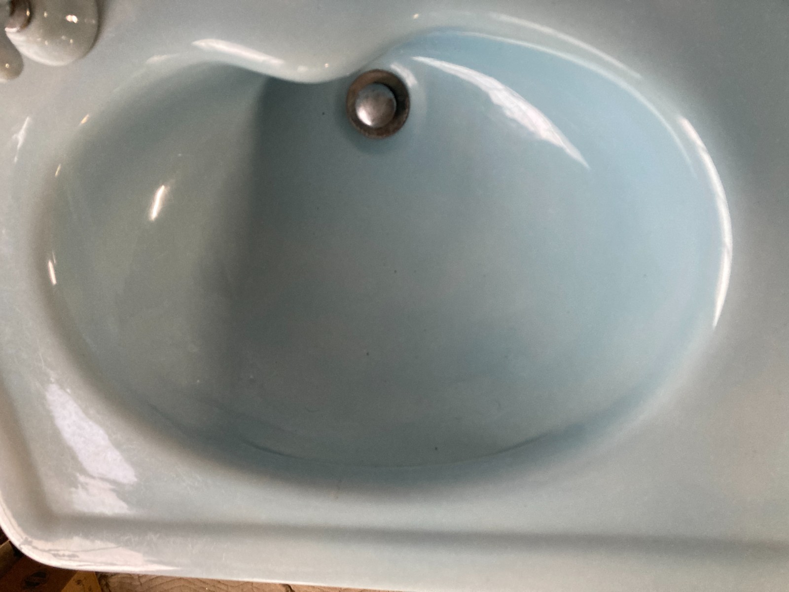 Antique 28x22 Light Blue Ceramic Pedestal Sink Old Vtg Standard 422-25E