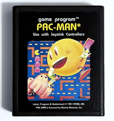 PAC-MAN *ATARI 2600 + 7800* VINTAGE ORIGINAL PAL CART WITH NEW LABEL*