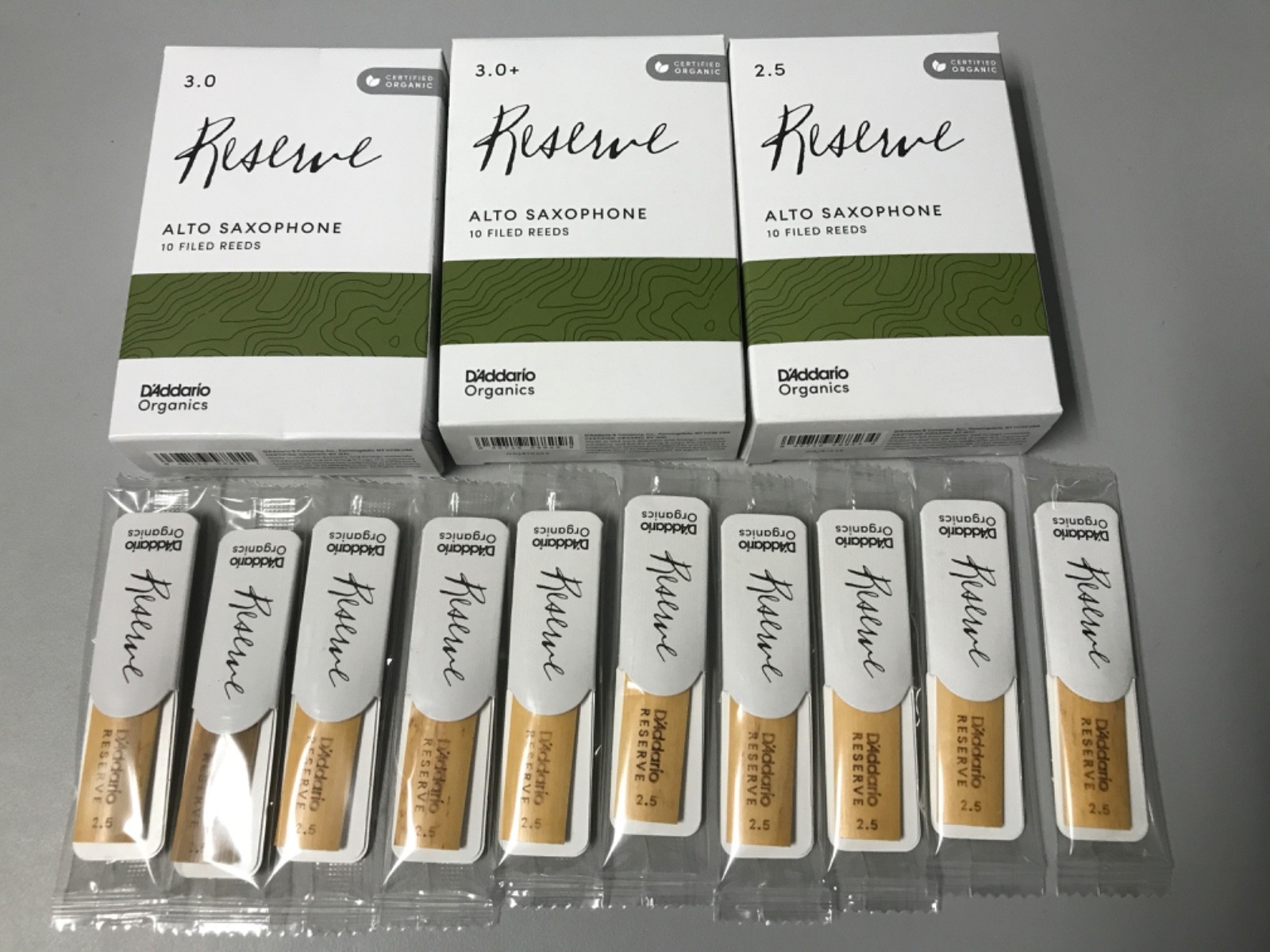 D'Addario Organics Reserve Eb Alto Saxophone Reeds Boxes or Singles Mix & Match