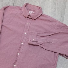 Brooks Brothers Mens 16.5 4 Red White Micro Check Long Sleeve Button Down Shirt
